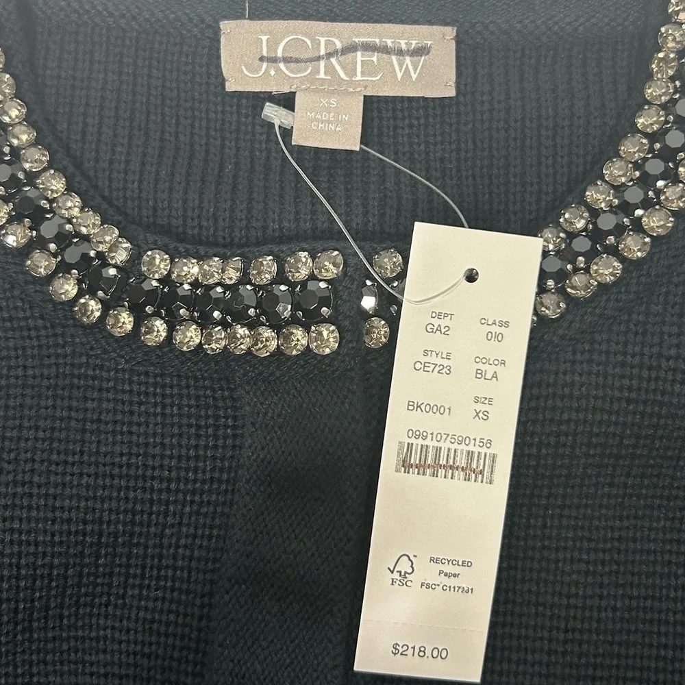 NEW J.Crew New relaxed Emilie sweater lady jacket with jewel trim Size XS Black